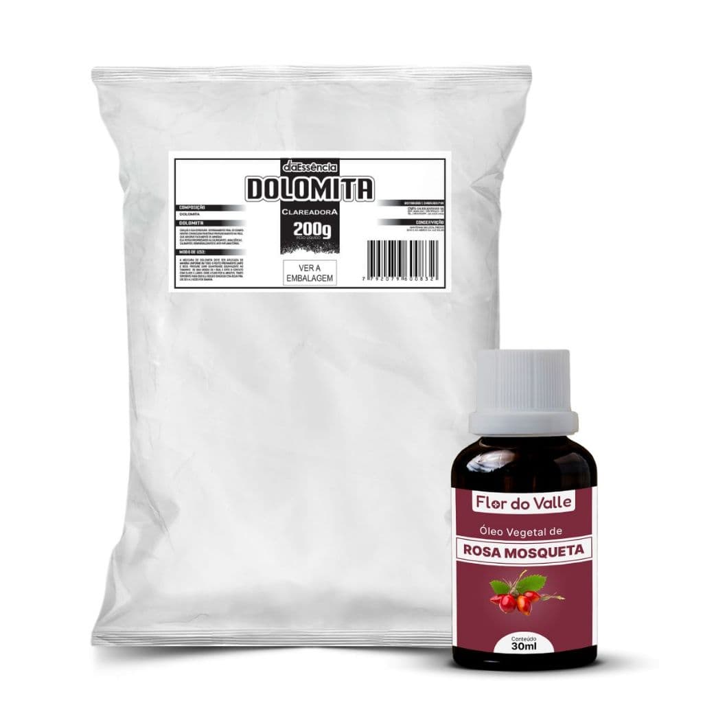 Clareador Natural Skincare (Dolomita 200g + Óleo de Rosa Mosqueta Rubiginosa 30ml) Daessência