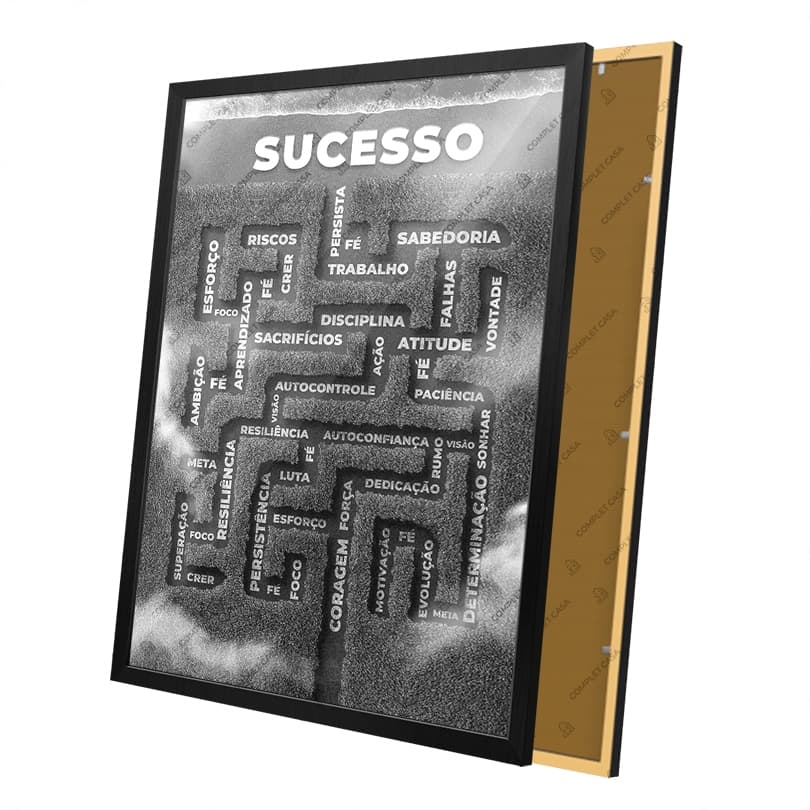 Quadro Motivacional Labirinto do Sucesso Moldura e Vidro