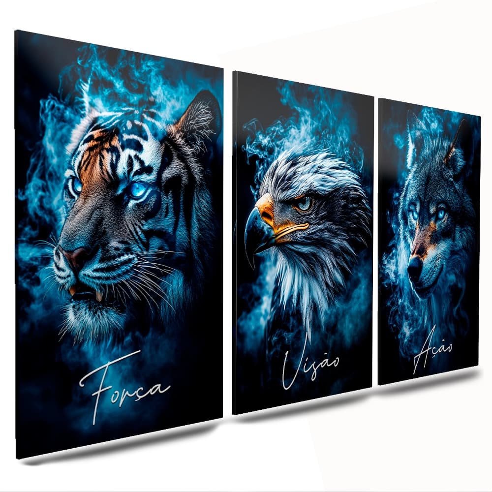 quadro personalizado decorativos tigre aguia leao força sabedoria fe