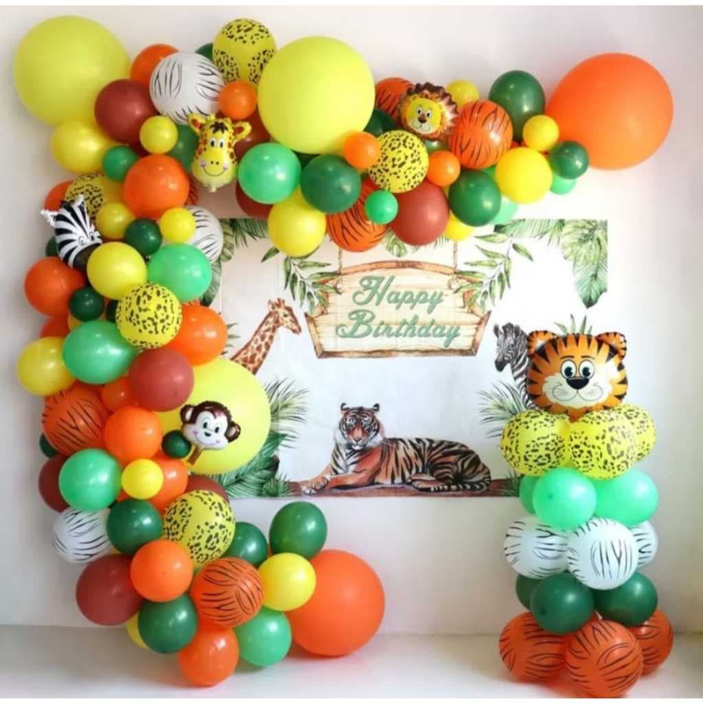 Balão para Festas Animais Kit com 125 bexigas n 9 Temáticos Fantasia com Formato Redondo