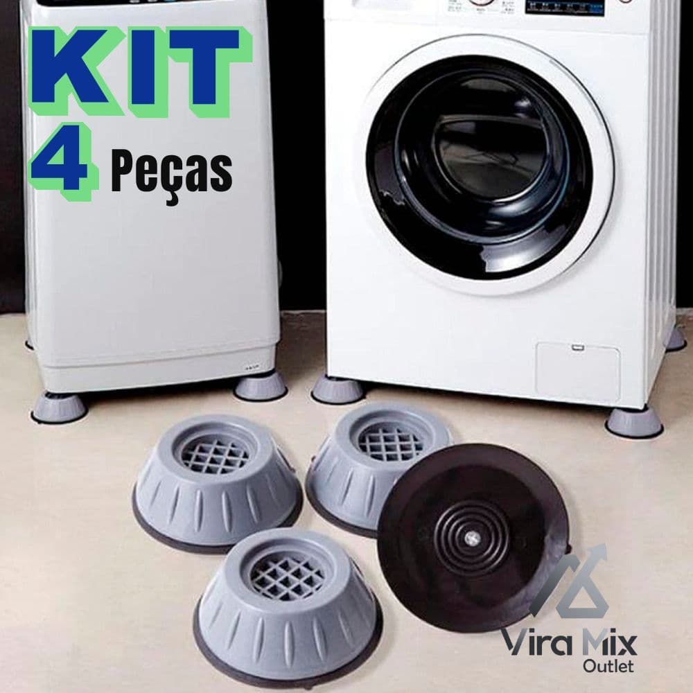Kit 4 Suporte Pé Nivelador Máquina de Lavar/Geladeira Anti-Ruído