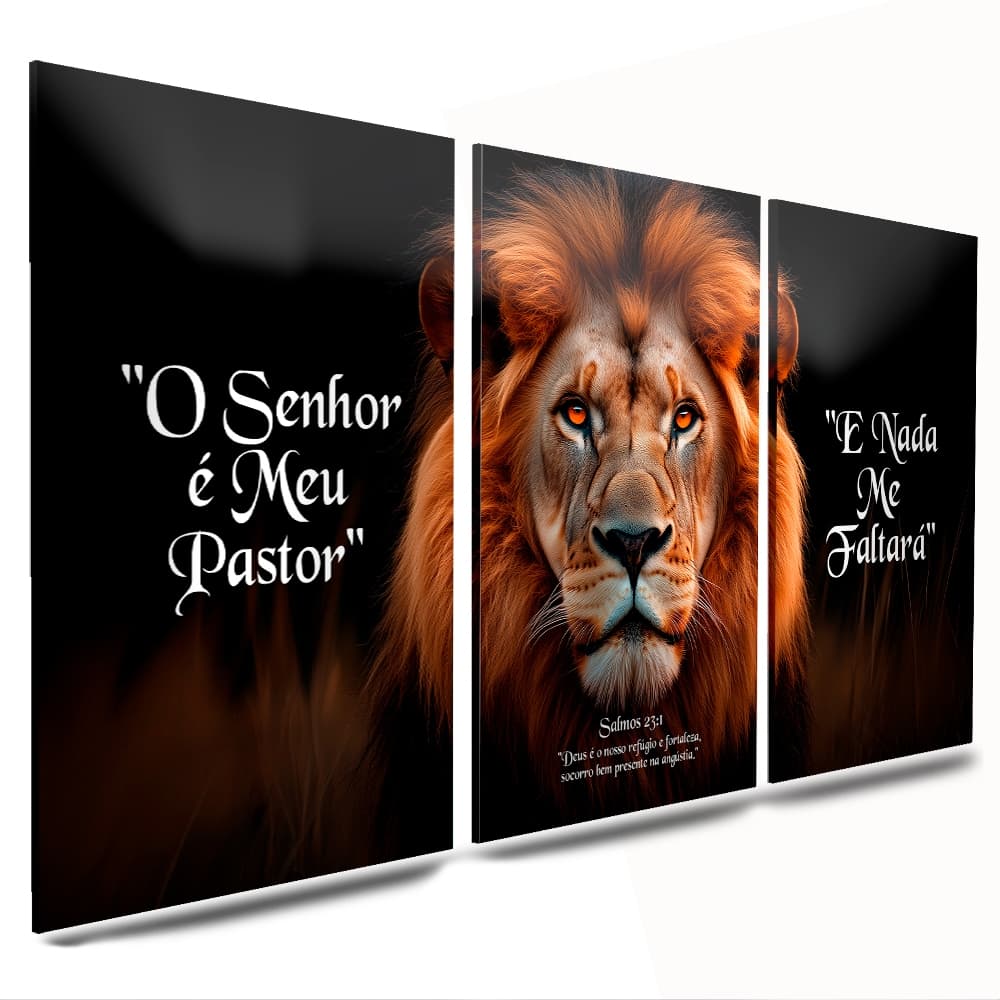 quadros decoraçao sala leao frases o senhor meu pastor e nada me faltara