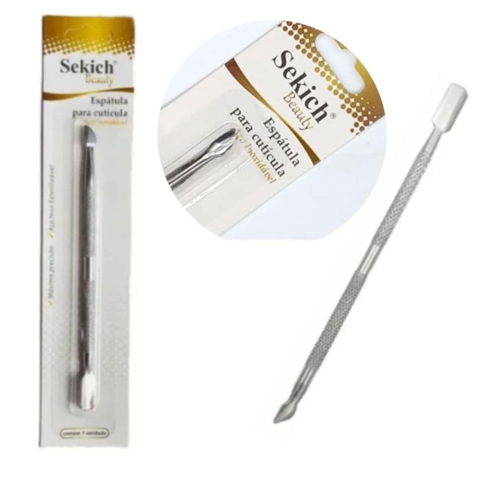 Espátula C/ Raspador E Empurrador Inox Sekich Cutícula Unha