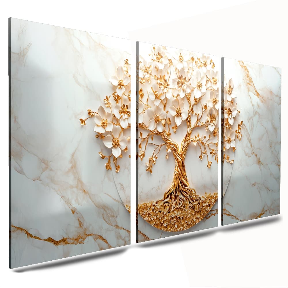 quadro decorativo grande arvore da vida petala branca mdf reflorestado sala