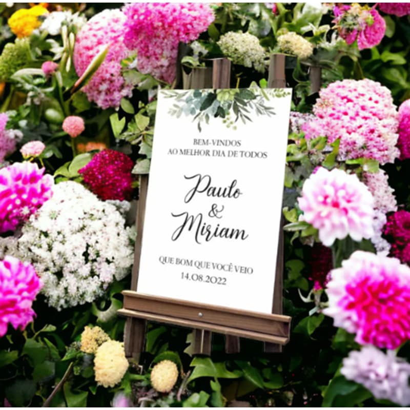 Quadro Recepção Flores Rosas Bem Vindos Grande Personalizado