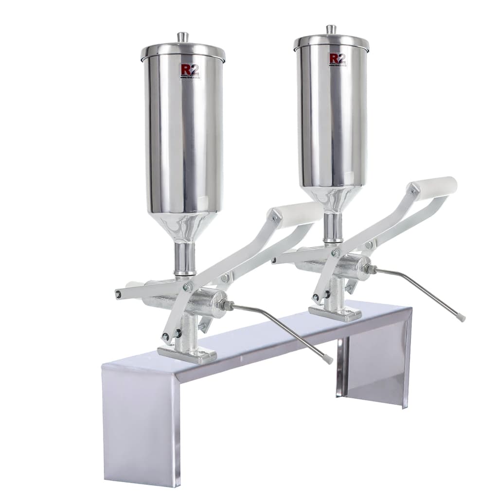 Kit 2 Doceiras Recheadeira Recheador Injetor Enchedor Bomba de Churros 2 Litros Alumínio + Suporte Doceira Inox - R2