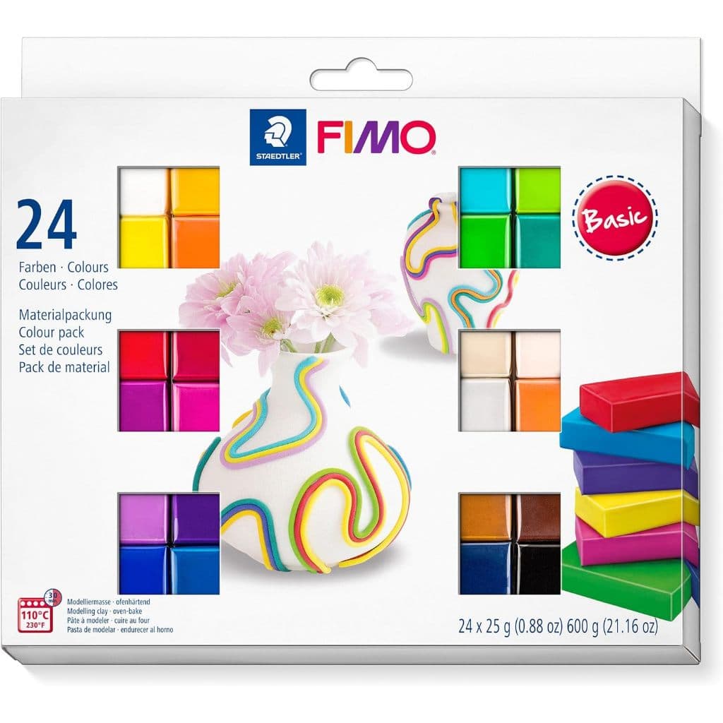 STAEDTLER | Fimo | 8023 C24 | Soft Polymer Clay 24x25g | Massa de modelar | Basic colors