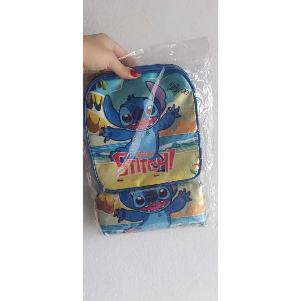 kit lancheira + estojo do stitch