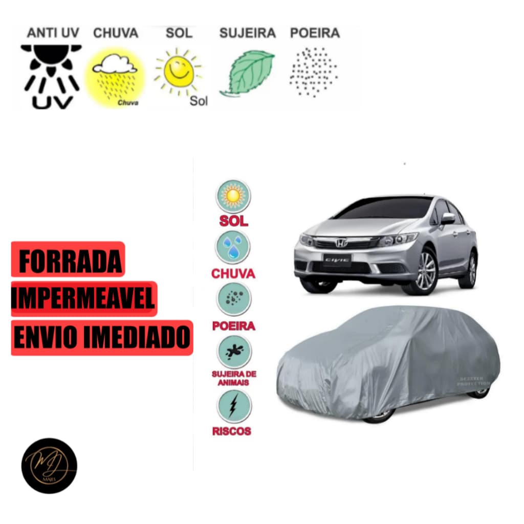 Capa de Cobrir Carro civic- Impermeável e Proteção Completa contra Sol, Chuva e Poeira 🌞🌧️🚗