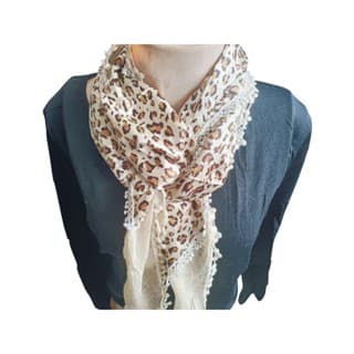 kit com 3 Cachecol feminino clássico com estampa de chiffon e ornamentos