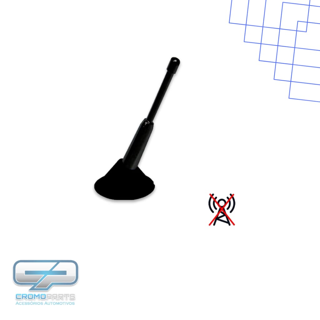 Antena Decorativa Universal - Haste 150mm, Cor Toda Preta
