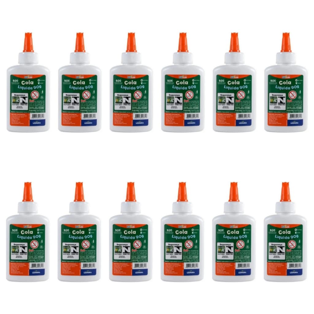 Kit 12 Colas Brancas Escolar Liquida 90 Gramas Leo&Leo