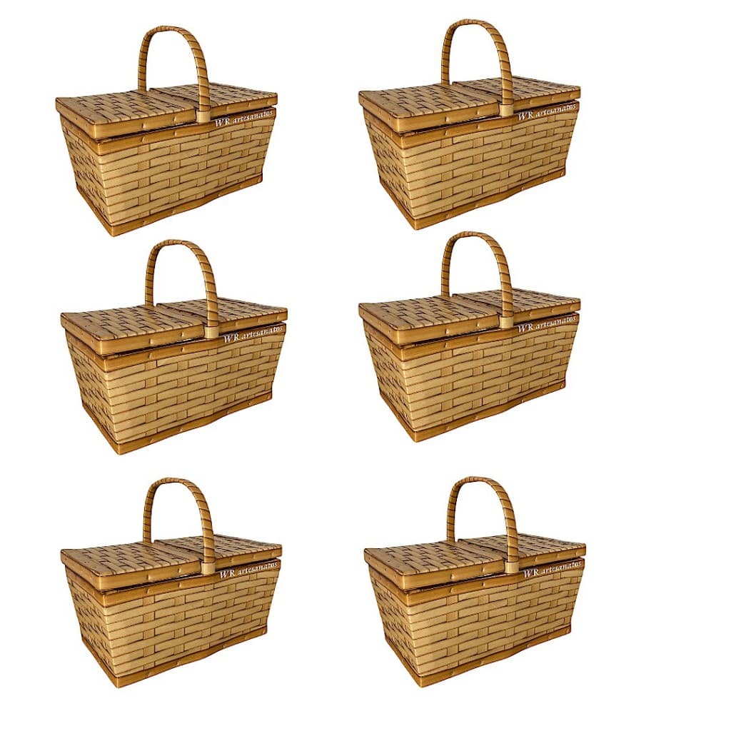 Kit Mini 6 Cestas de Piquenique Fibra Sintética 22x14x12