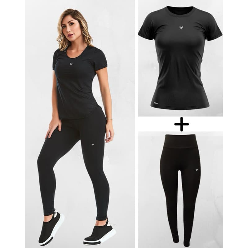 Conjunto Academia Feminino CALÇA LEGGING + CAMISETA DRY FIT Esportiva Confortável