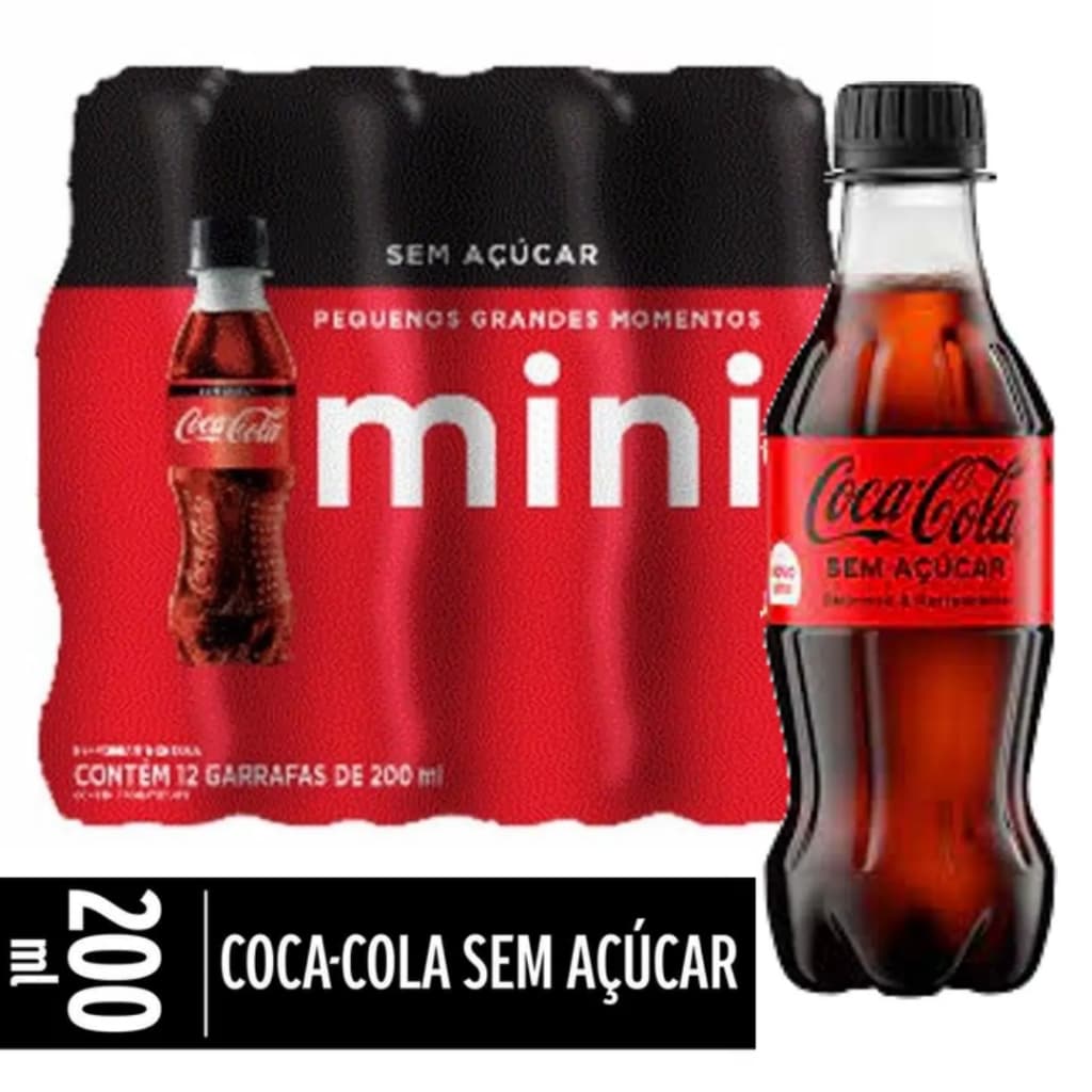 Kit 12 Mini Guaraná Coca Cola Zero Refrigerante Pet 200ml Envio Imediato
