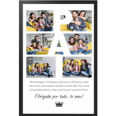 Quadro Decorativo Personalizado Com 6 Fotos Dia Dos Pais