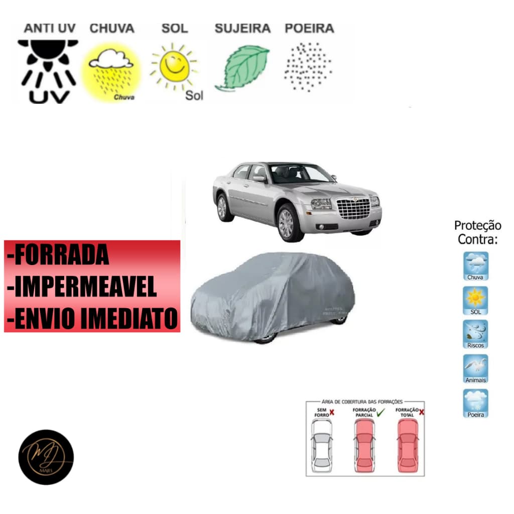 Capa De Cobrir 100% Impermeável Proteção Chrysler 300c forrada envio imediato