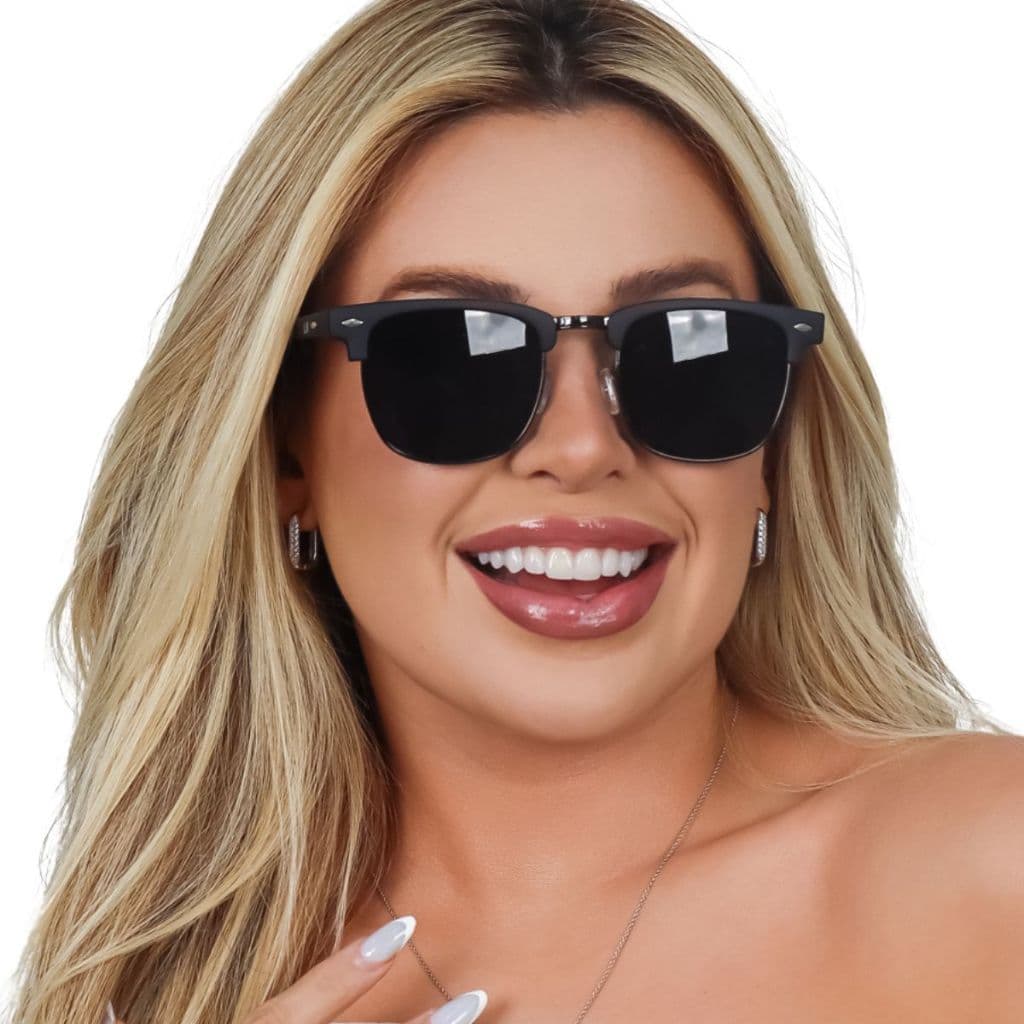 Óculos De Sol Escuro Modelo Vick Moderno Com Proteção Uv 400