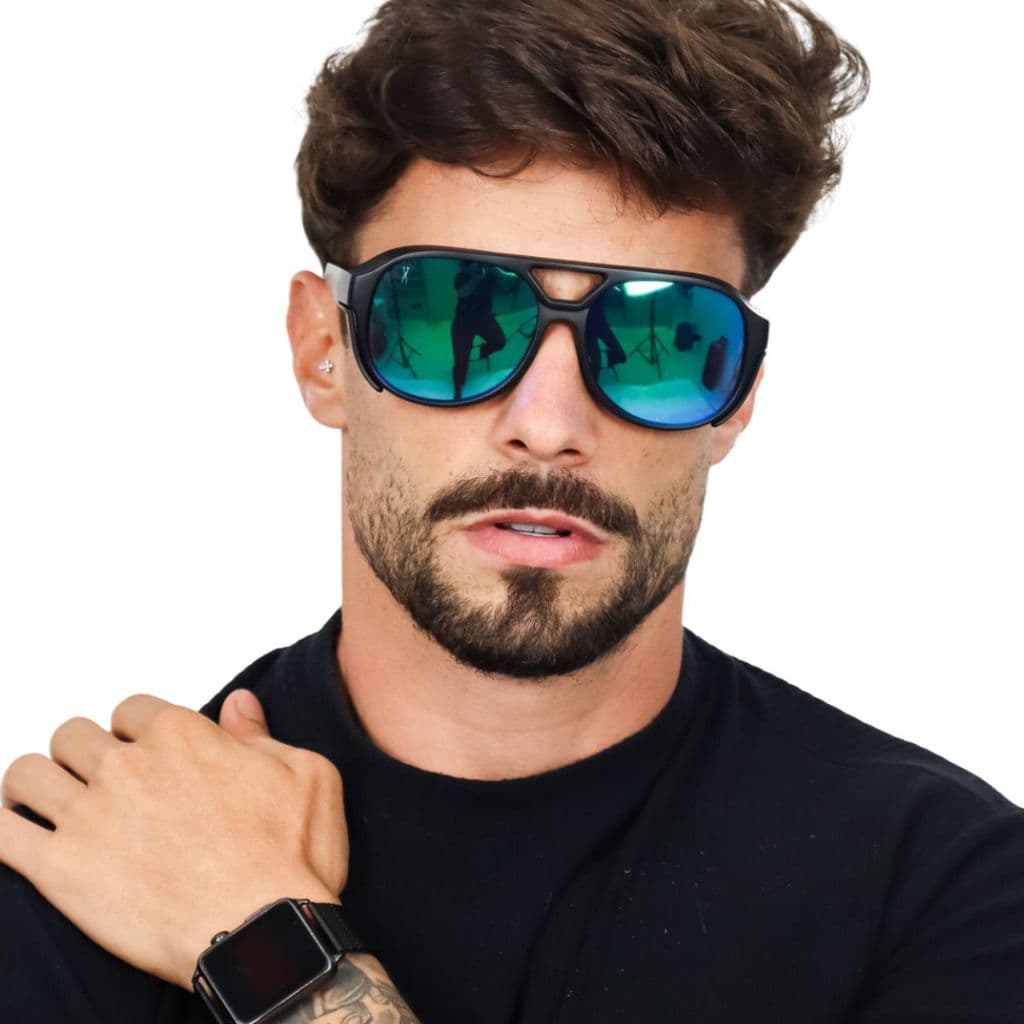 Óculos De Sol Masculino Grande Top Redondo Uv400 Lançamento