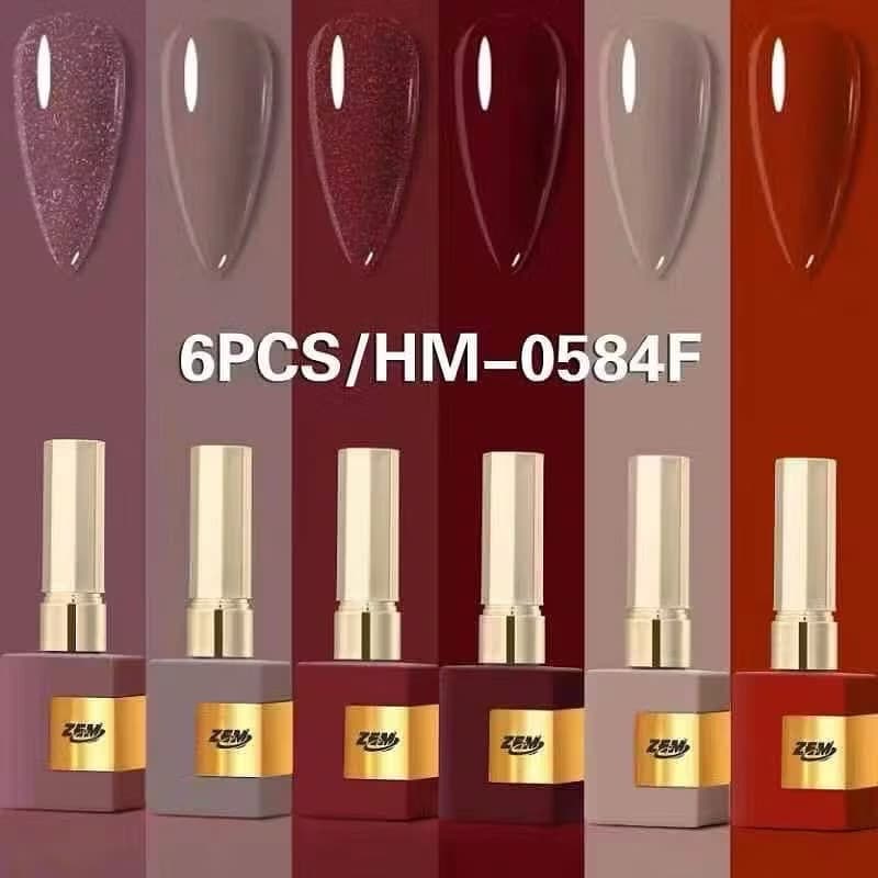 KIT 6 Esmalte Gel 15ml Led Uv Zem Nail Gel Soak Off Color Coat Profissional