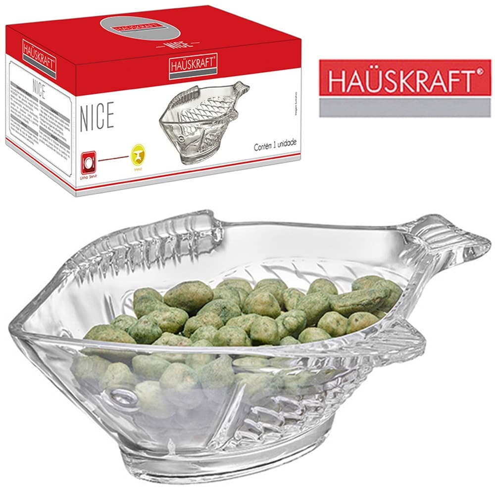 Petisqueira De Vidro Cristal Peixe Nice Hauskraft 360ml 20x15,5x7cm Na Caixa