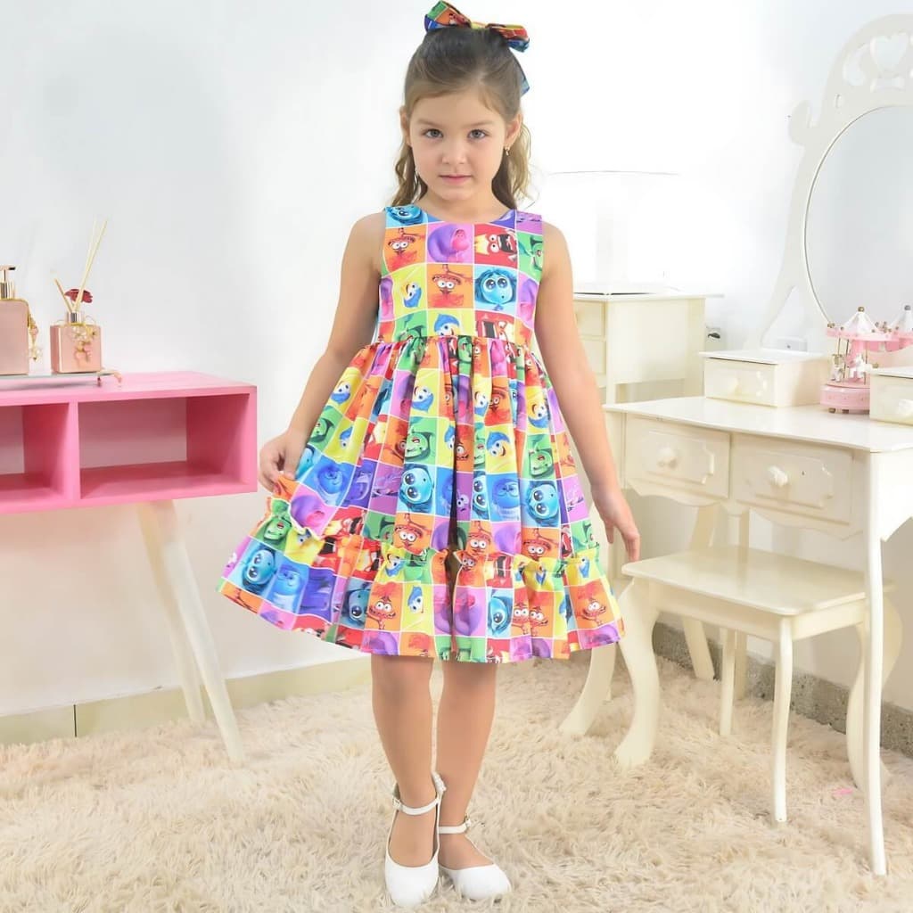Vestido Divertida Mente Mini Fashionista Estampa Digital