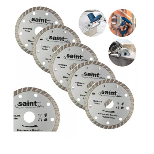 5x Disco Diamantado Turbo 110mm Para Makita Serra Mármore Kit Discos Corte Granito Concreto Parede
