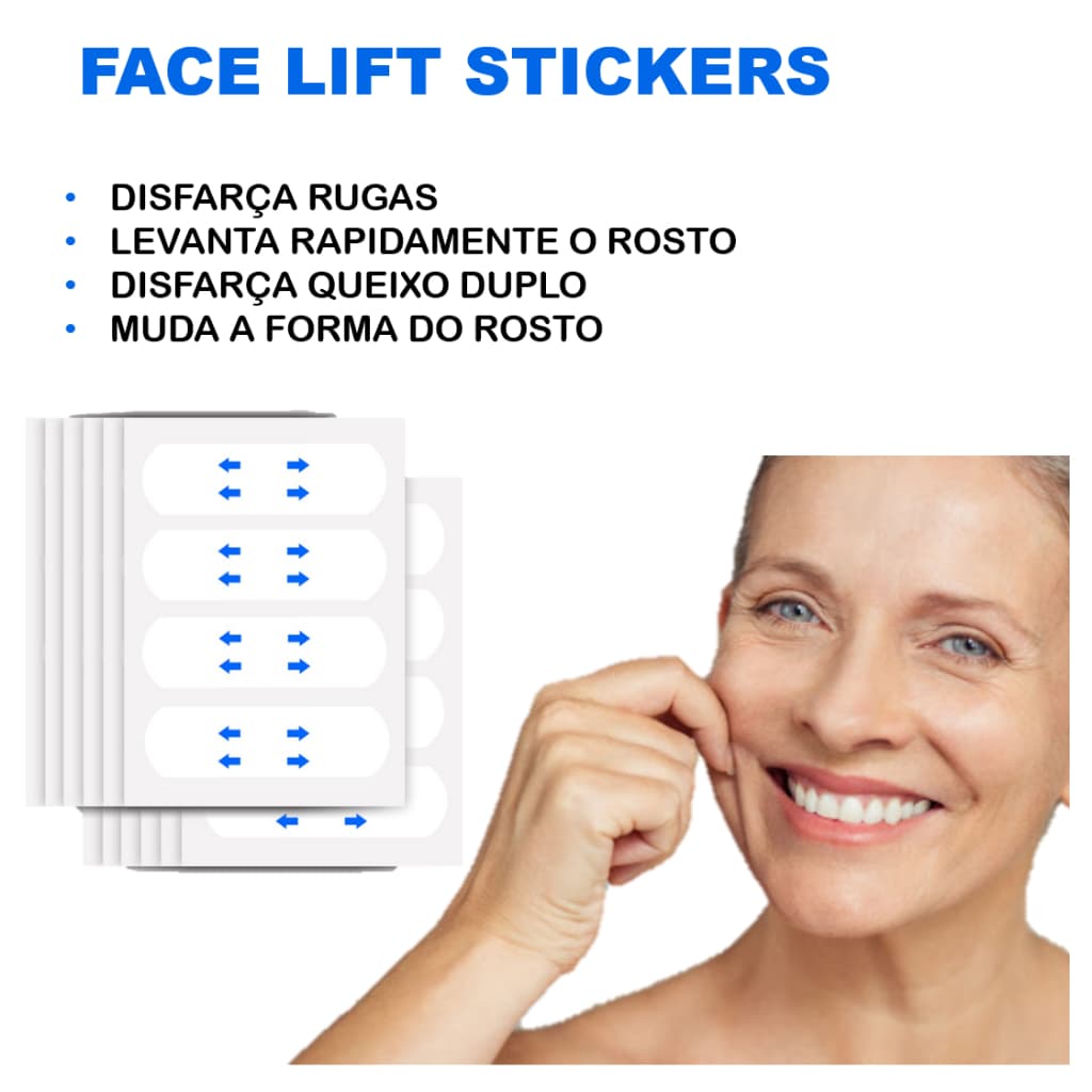 Adesivo Lifting Facial Fita Invisível Antirrugas Antienvelhecimento Estica a Pele Disfarça as Rugas