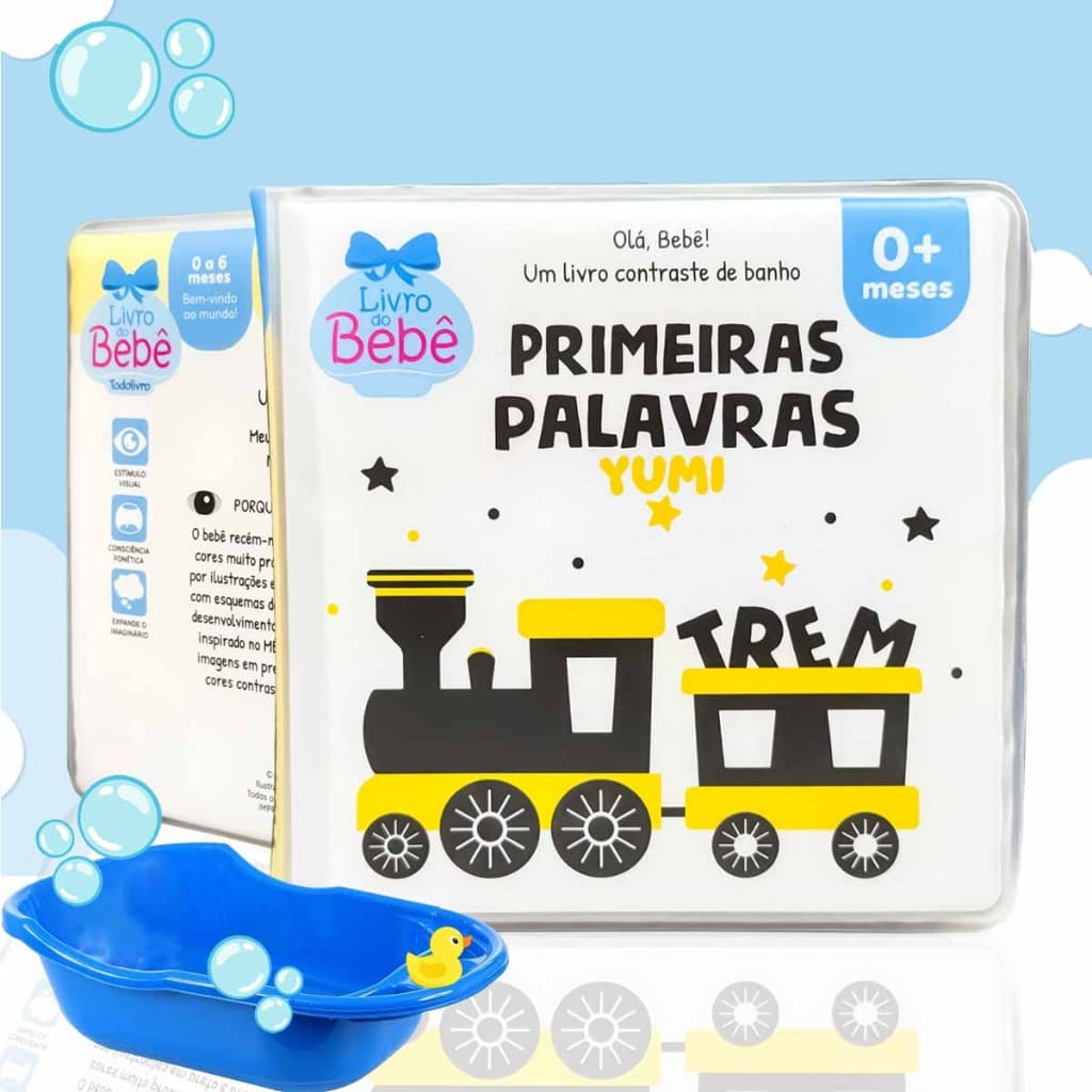 Livro De Banho: Primeiras Palavras | Livro Sensorial De Contraste Para Bebês Silicone - Educativo