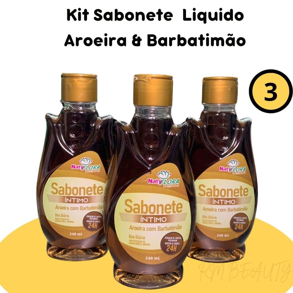 Kit 3 Sabonete Intimo Aroeira com Barbatimão Antibacteriano  Liquido A Pronta Entrega