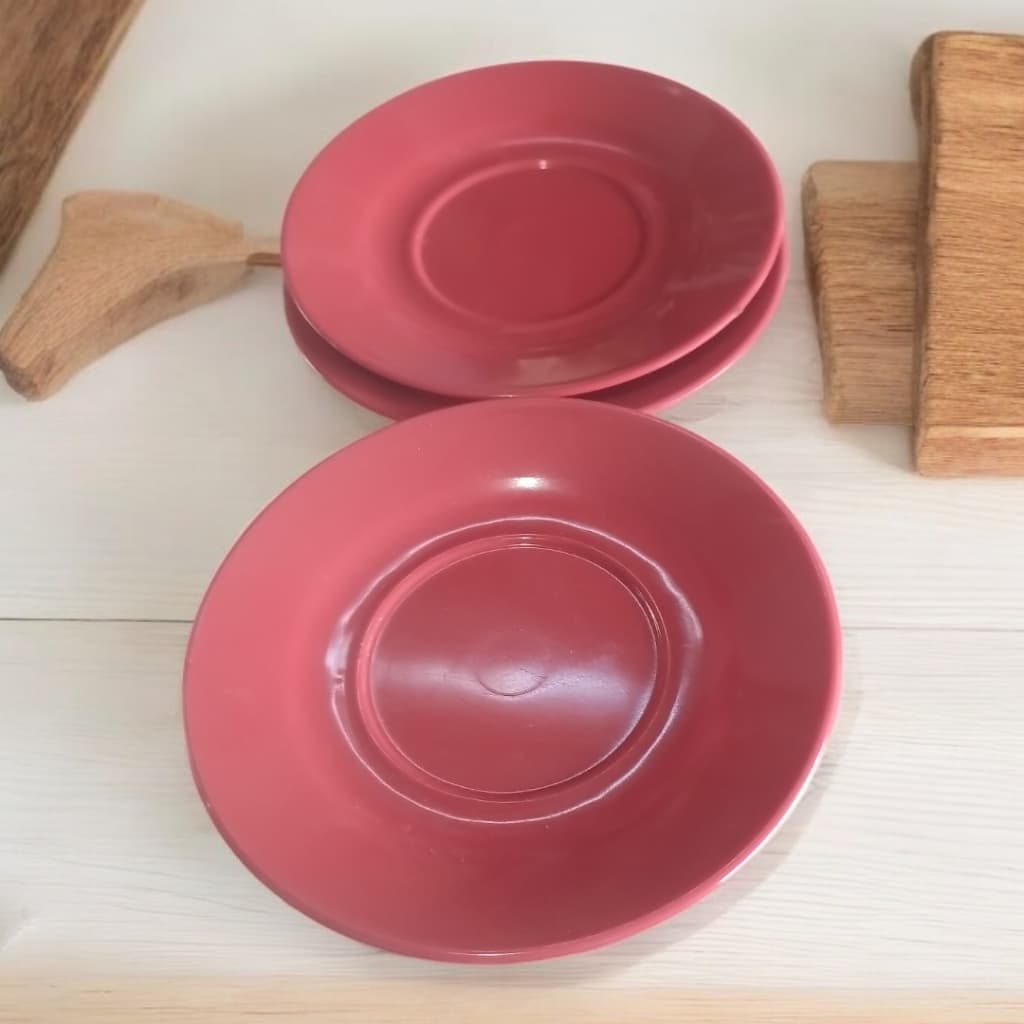 Conjunto 10 Pires Acrílico Vermelho para Café Utensílios Cozinha Duráveis