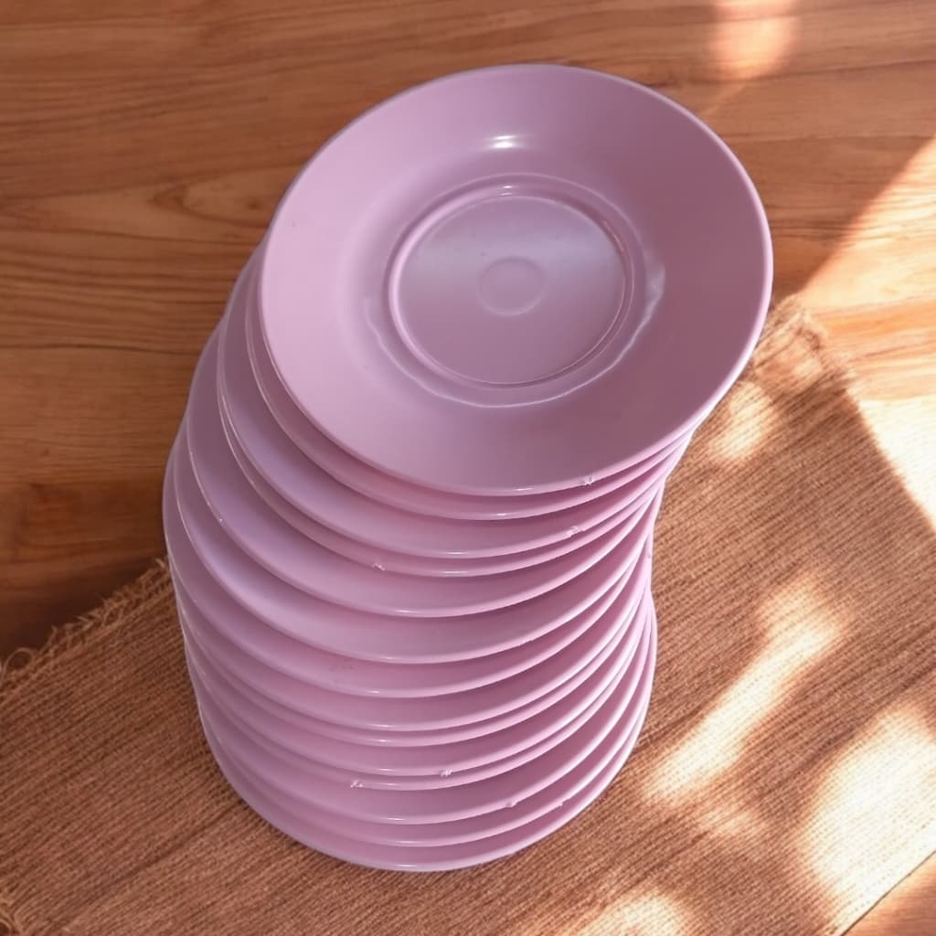 Conjunto 5 Pires Acrílico Rosa para Café Utensílios Cozinha Duráveis