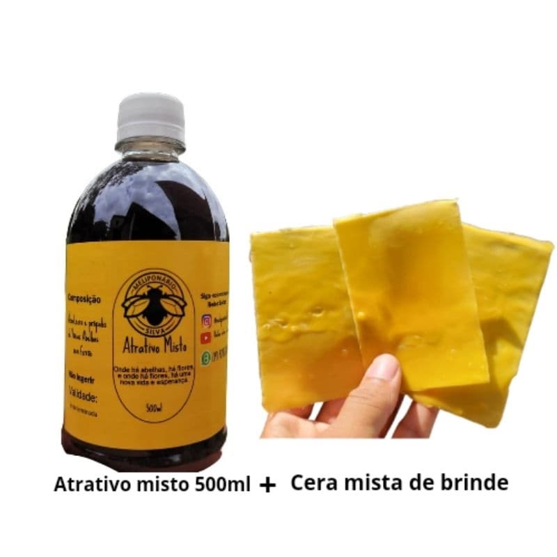 Atrativo misto 500ml+Cera mista de brinde,Atrativo  para Mandaçaia,Jatai,Uruçu