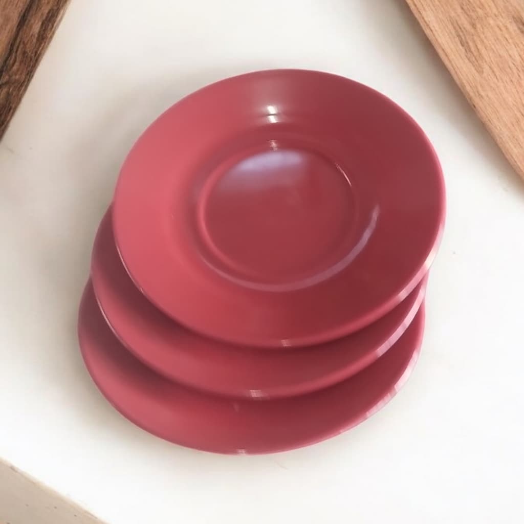 Conjunto 20 Pires Acrílico Vermelho para Café Utensílios Cozinha Duráveis