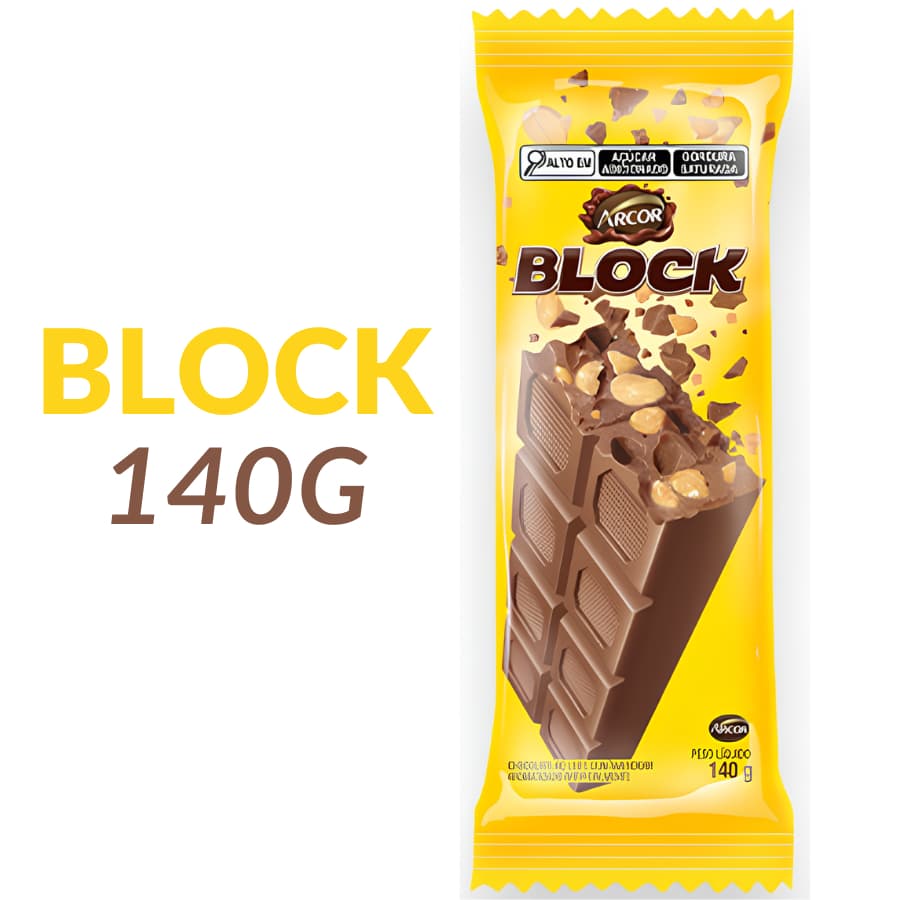 Chocolate com Amendoim Block - Arcor 140g