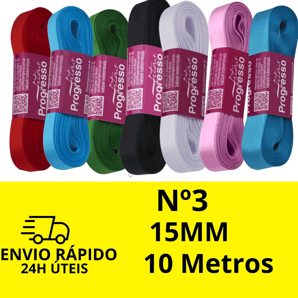 Fita de Cetim Progresso Nº3 15mm 10-metros
