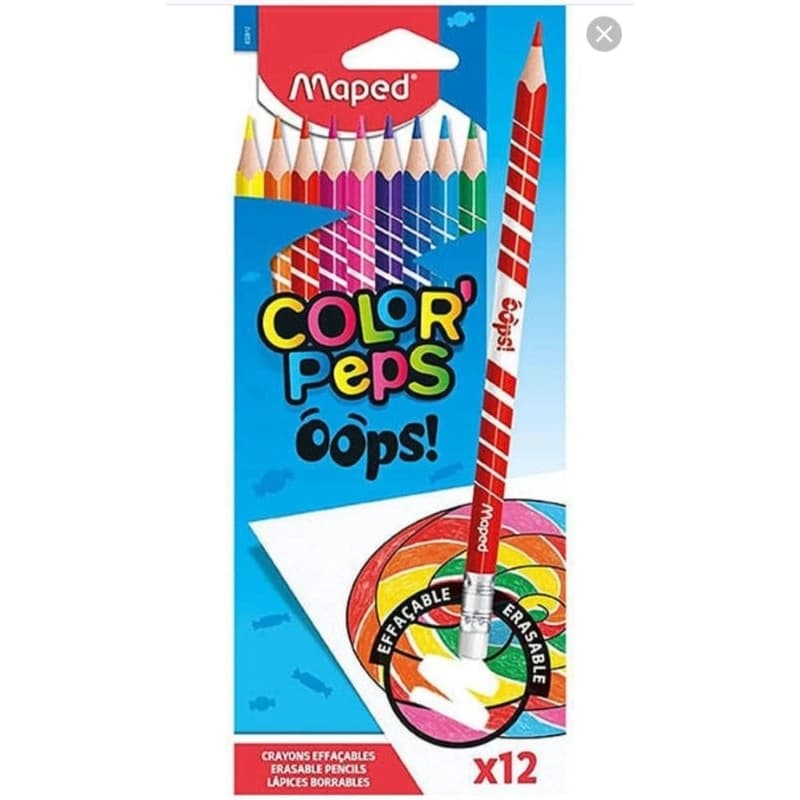 Lápis de Cor Apagável Color'Peps ôôps! 12 cores - MAPED - Material Escolar