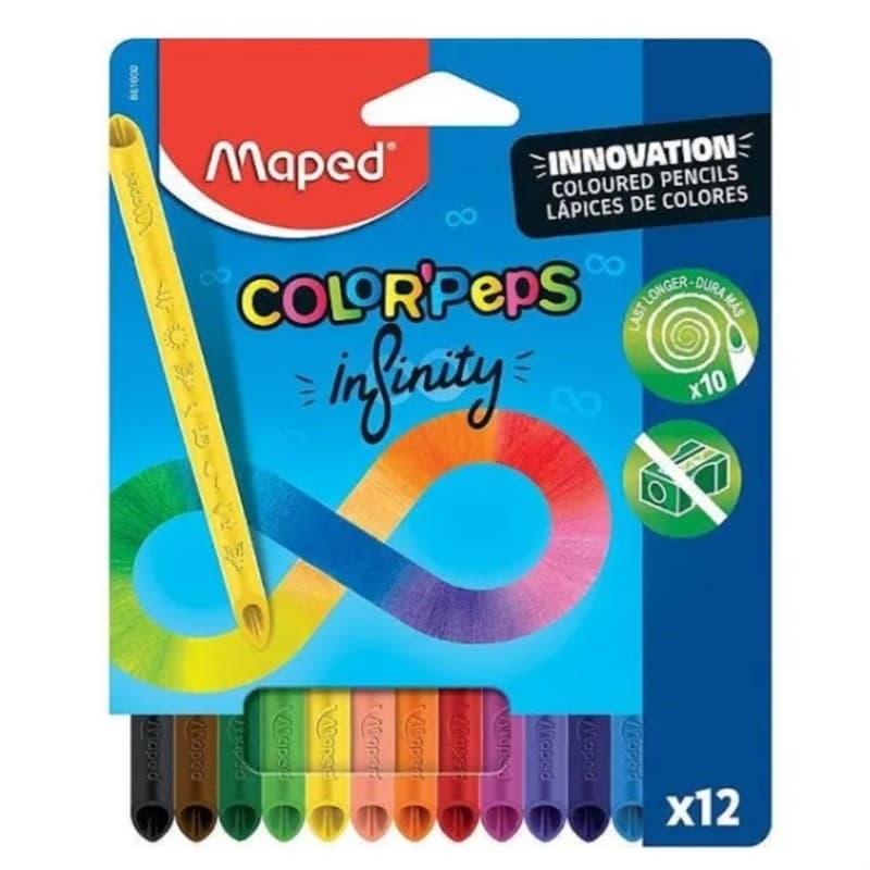 Lápis de Cor Infinito Color'Peps Infinity  com 12 cores - MAPED - Material Escolar