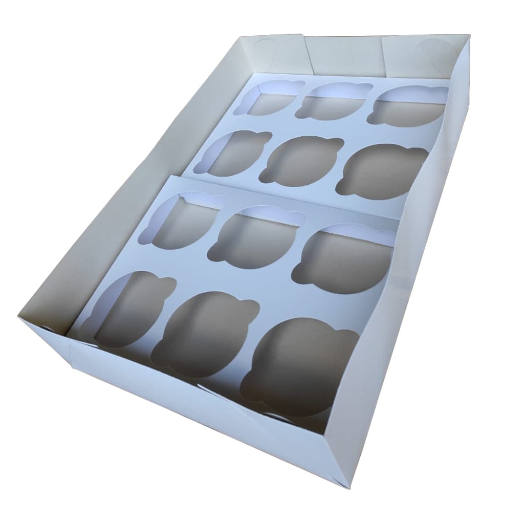 Caixa para Transporte de 12 Cup Cake Padrão 37x24x8 BRANCO Embalagem