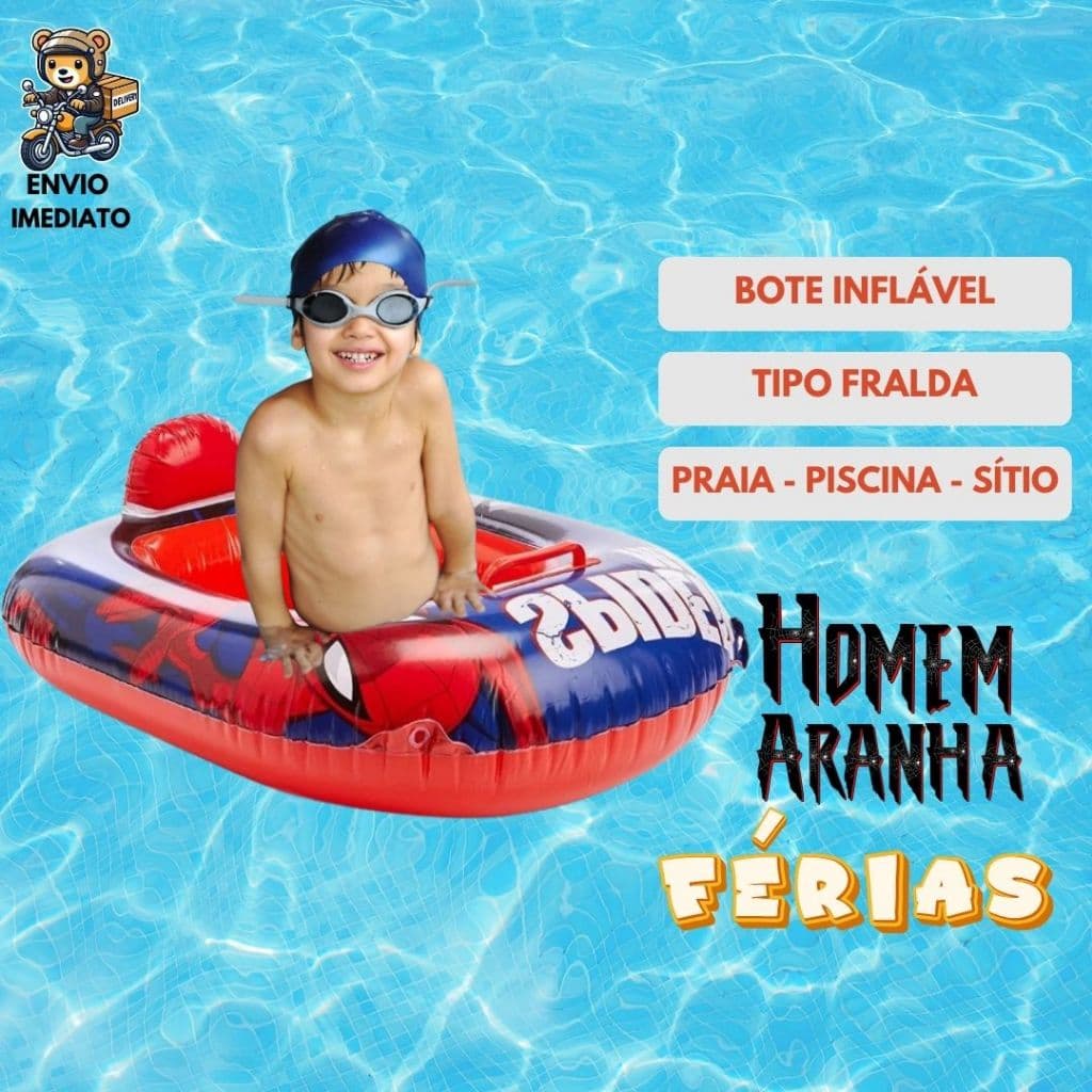 Boia Infantil Spider Men Homem Aranha Bote Inflável Verão Piscina Diversão Segurança Família Menino Menina
