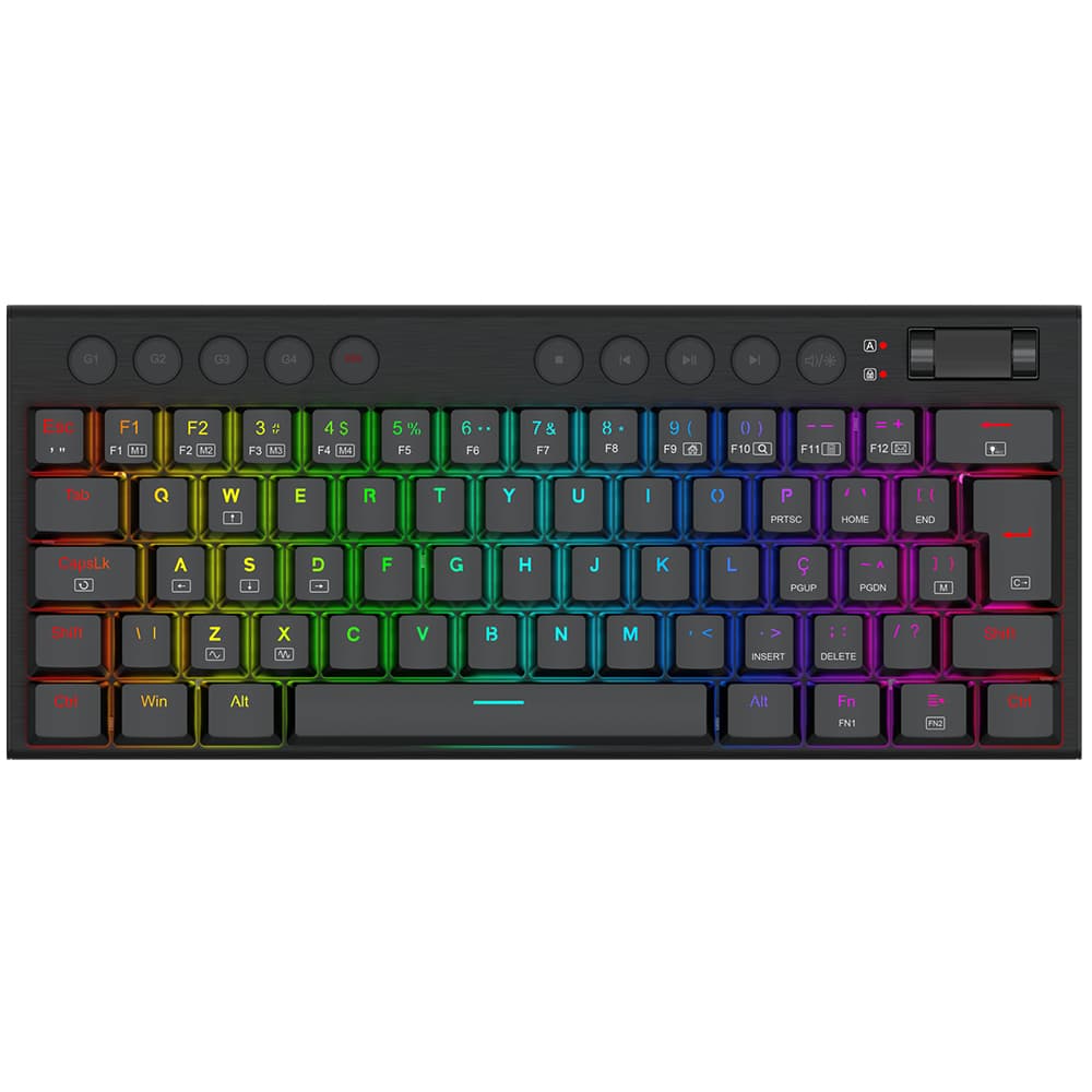 Teclado Mecânico Low Profile Gamer Redragon Horus Mini RGB Preto 60% Switch Brown