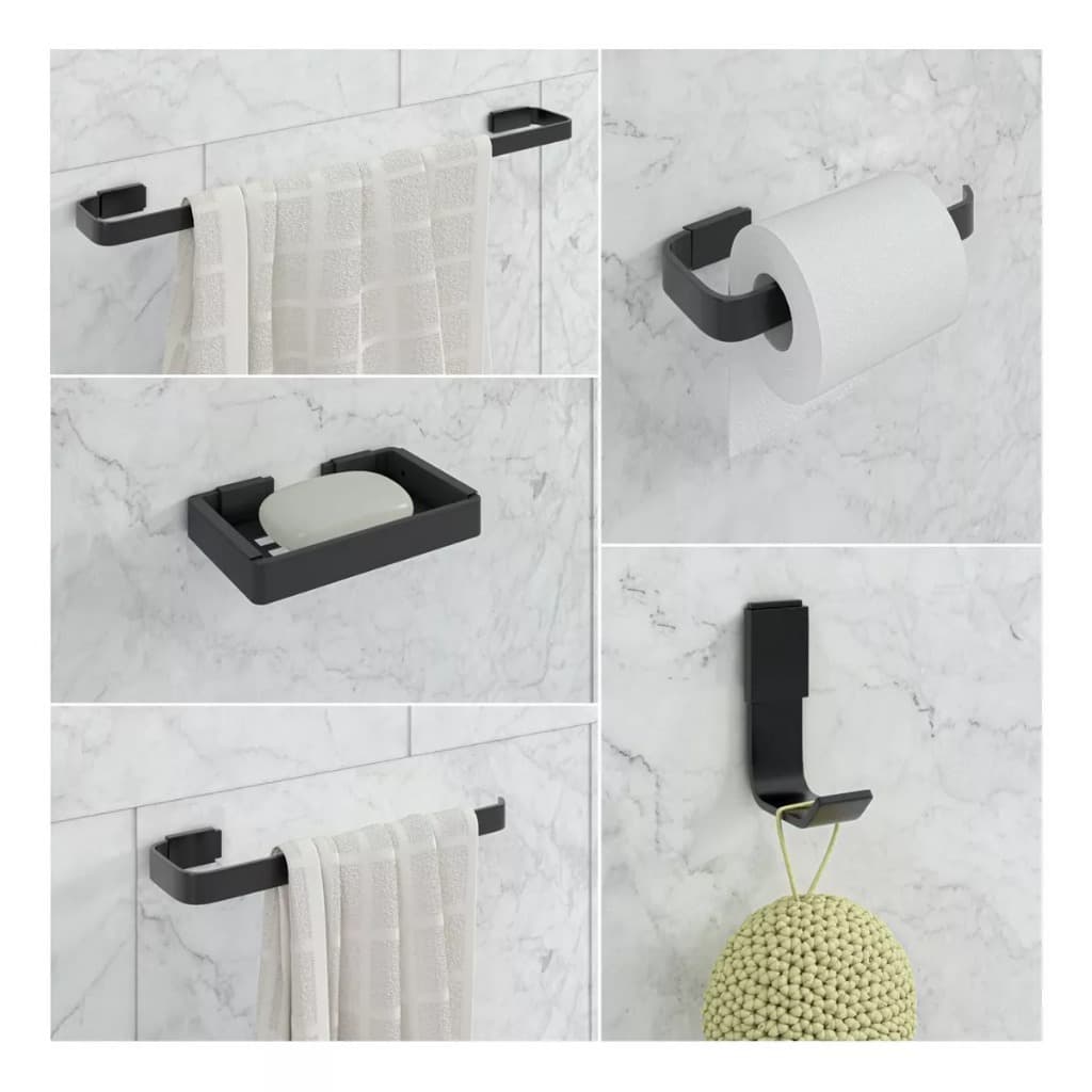 Kit Acessórios Para Banheiro 5 Peças Stander Preto