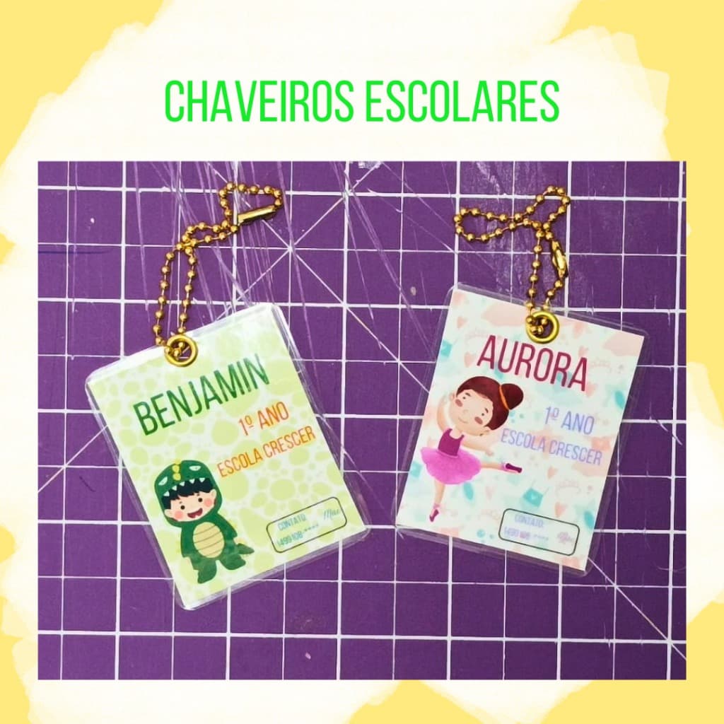 Chaveiro escolar, para bolsa escolar e lancheira