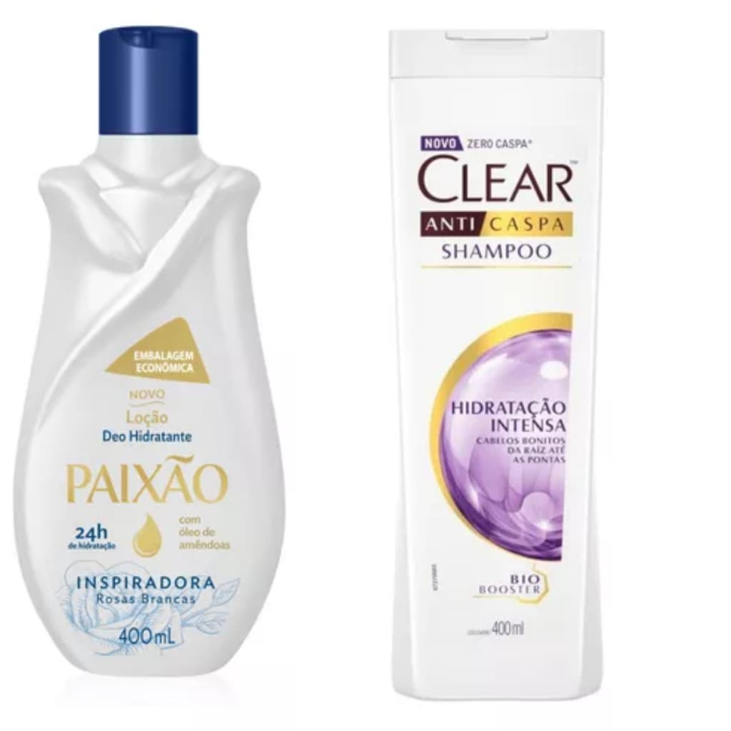 Kit Família Hidratante Corporal Paixão 400ml E Shampoo Clear Hidratação Intensa 400ml