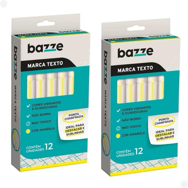 Marca-Texto - Neon - Amarelo - Caixa C/12 un - Bazze