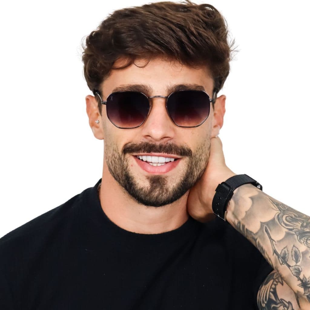Óculos De Sol Lux Glasses Moderno Hexagonal Proteção Uv400