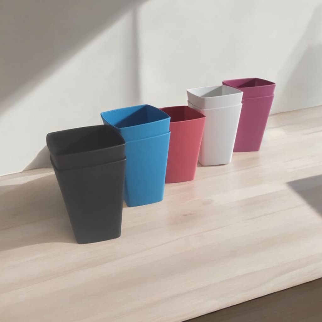 5 Copo Quadrado Coloridos Plástico 300 ML