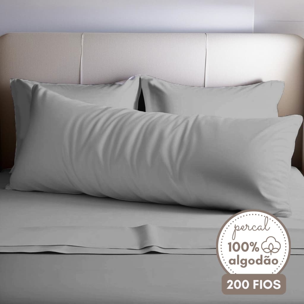 Lençol de Cima Fronha Corpo e Porta Travesseiro 100% Algodão 200 Fios Solteiro Casal Queen King