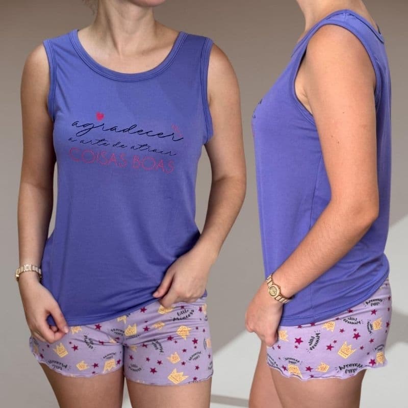 Baby Doll Short e Camiseta Regata Feminina