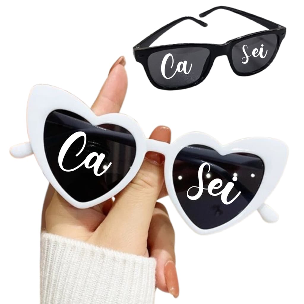 Kit 2 Óculos Coração Casei  Casamento Festa Despedida de Solteiro Coração Retro Noiva Noivo